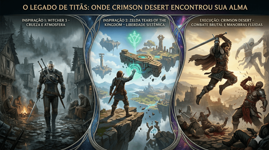Comparativo: Crimson Desert, Zelda e The Witcher