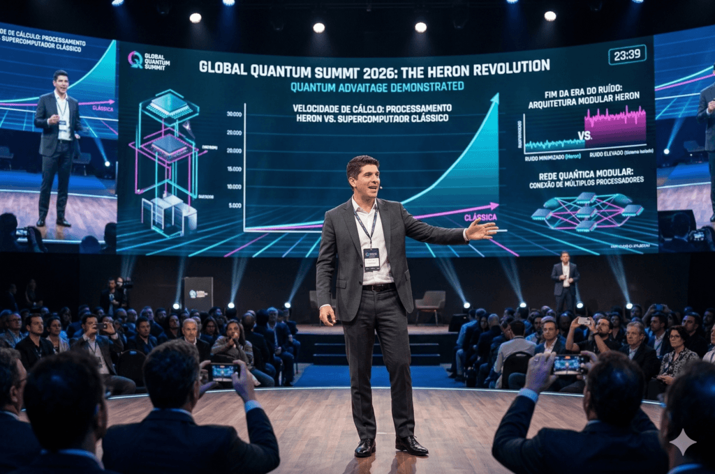 Foto ilustrativa da IBM apresentando a tecnologia Quântica